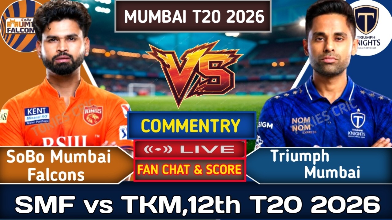 Triumph Knight Mumbai Vs Mumbai Falcons | SMF vs TMK | 12th T20 | Live Score & fan Commentry |