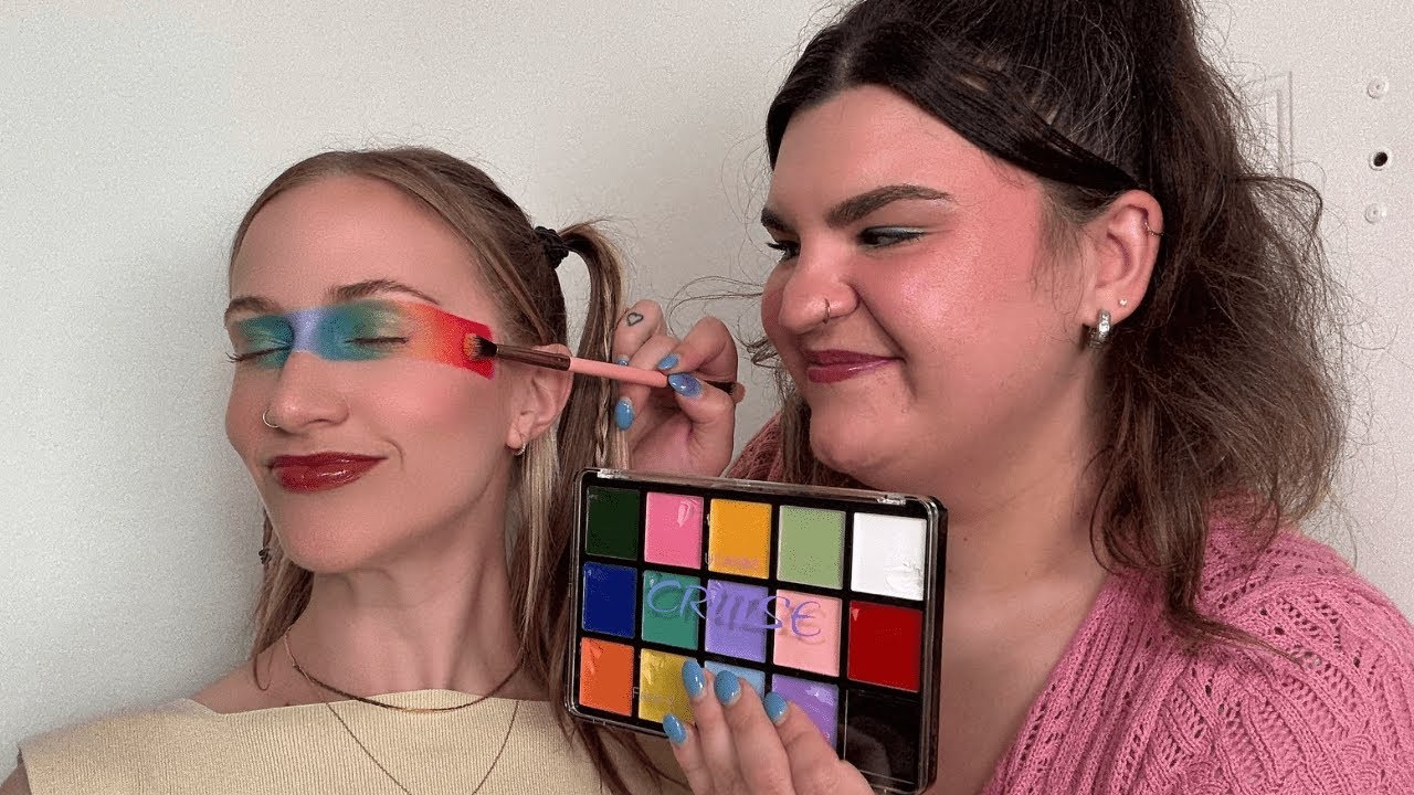 ASMR Professional Tape Rainbow Makeup 🌈