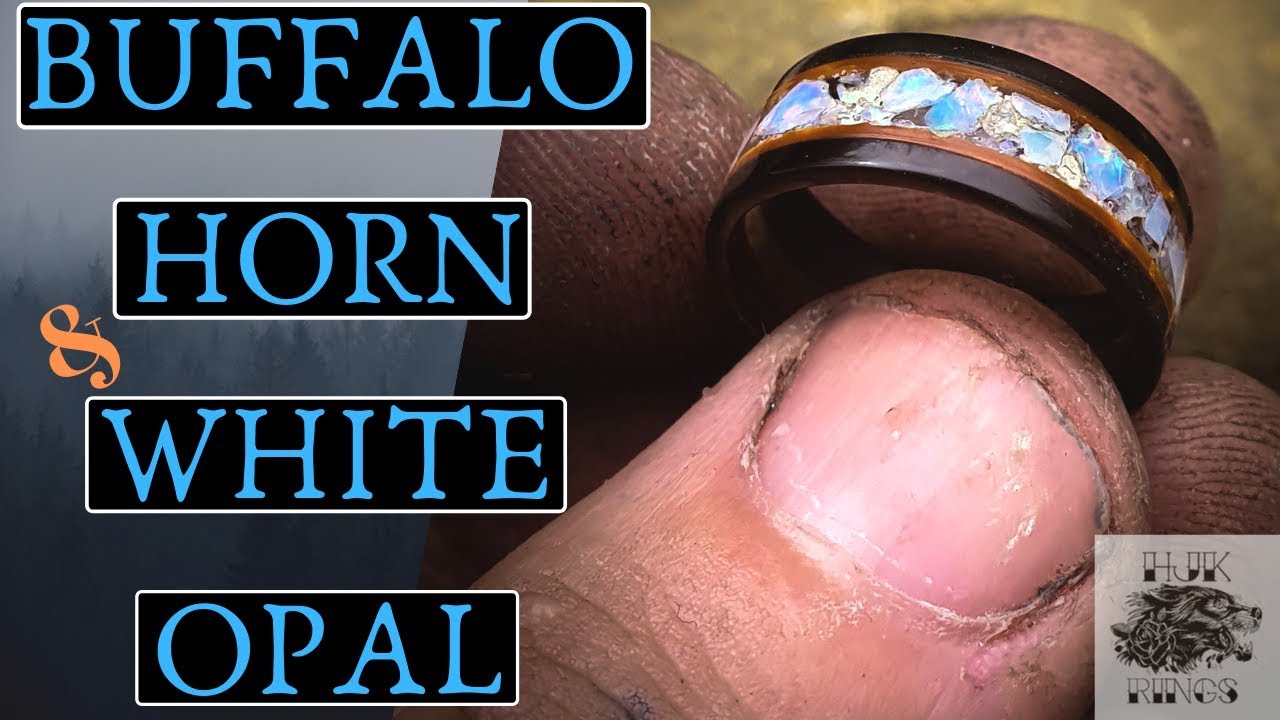Making a Rinh using Buffalo Horn, White Opal and Epoxy from scratch