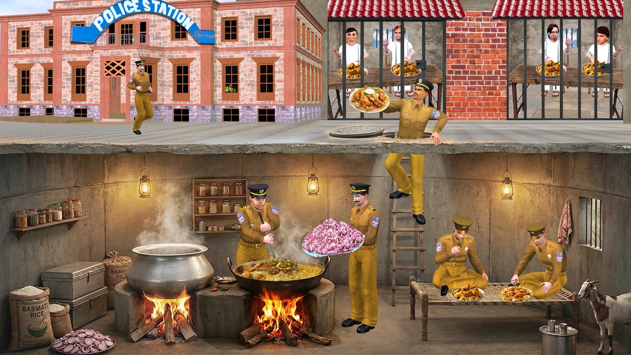 Jail ke Nicche Underground Mei Police Chicken Biryani Party Street Food Hindi Kahaniya Moral Stories