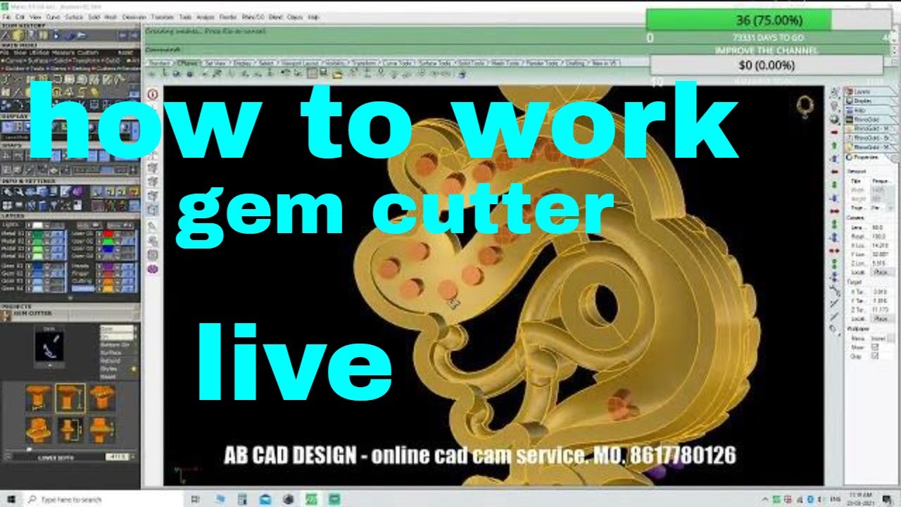 how to work gem cutter। moveface ।। #rhino #matrix ।।
