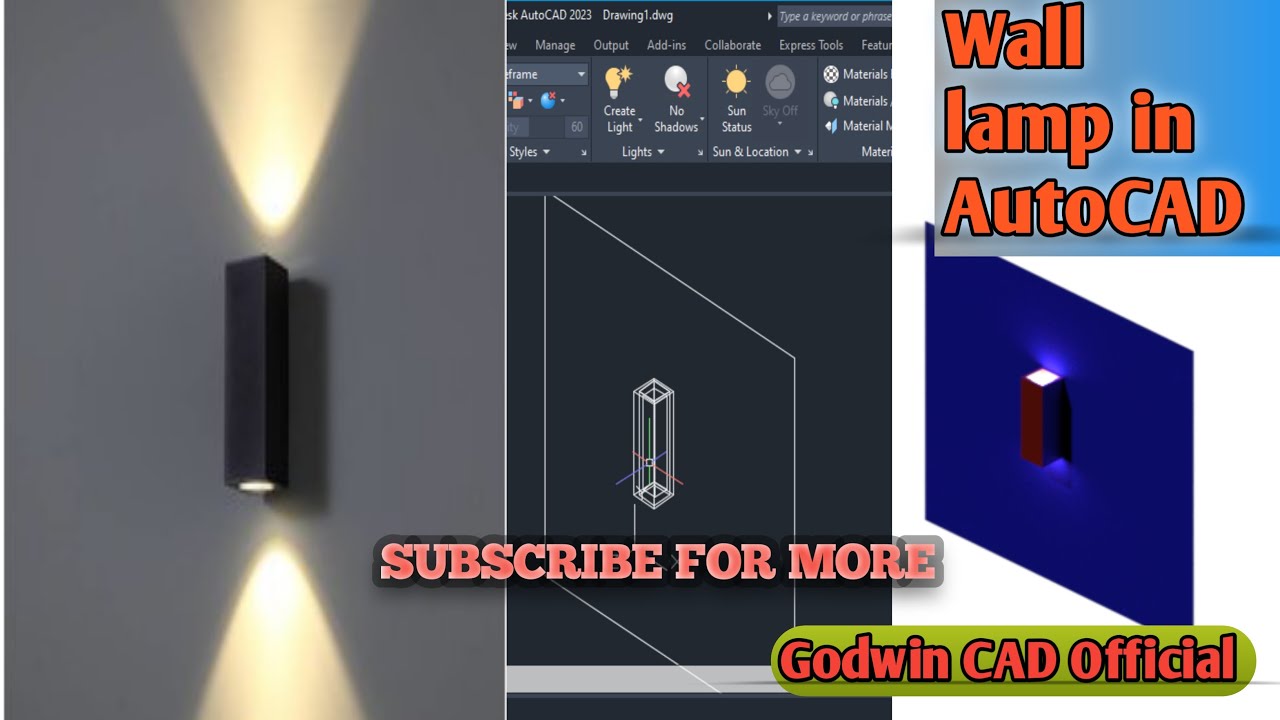 HOW TO DESIGN A 3D WALL LAMP IN AUTOCAD (@horsepowercad )(@sabeercad  @autocarindia1