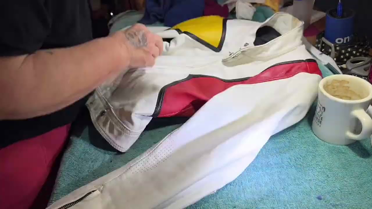 vintage white Detlev louis motorcycle suit.