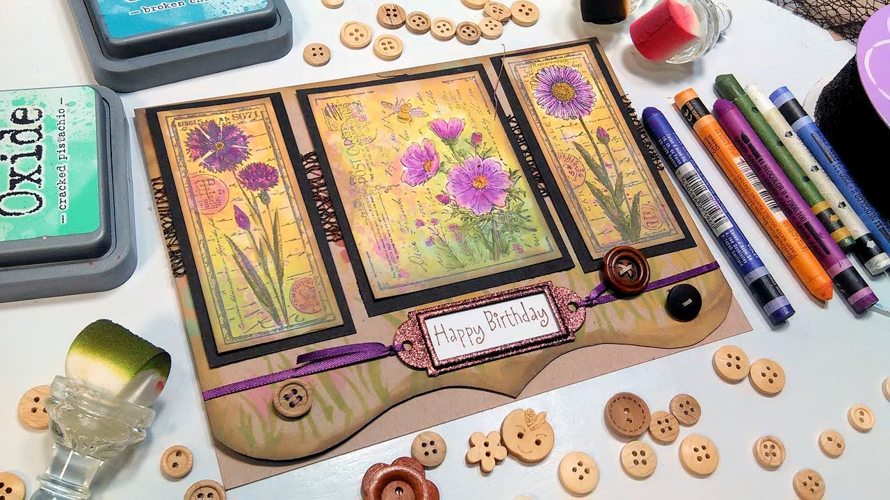 Quick To Color & Fun to Make! Botanical Happy Birthday Card!