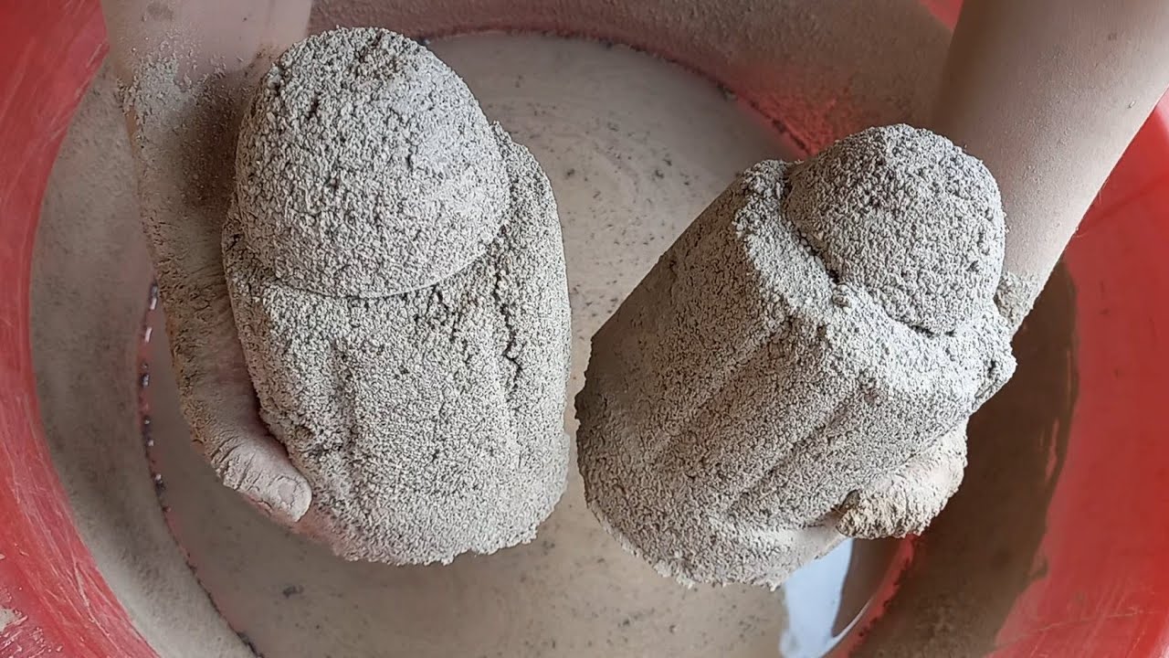 ASMR dusty white grainy cement shapes chunks crumbling in water | satisfying asmr | cement asmr