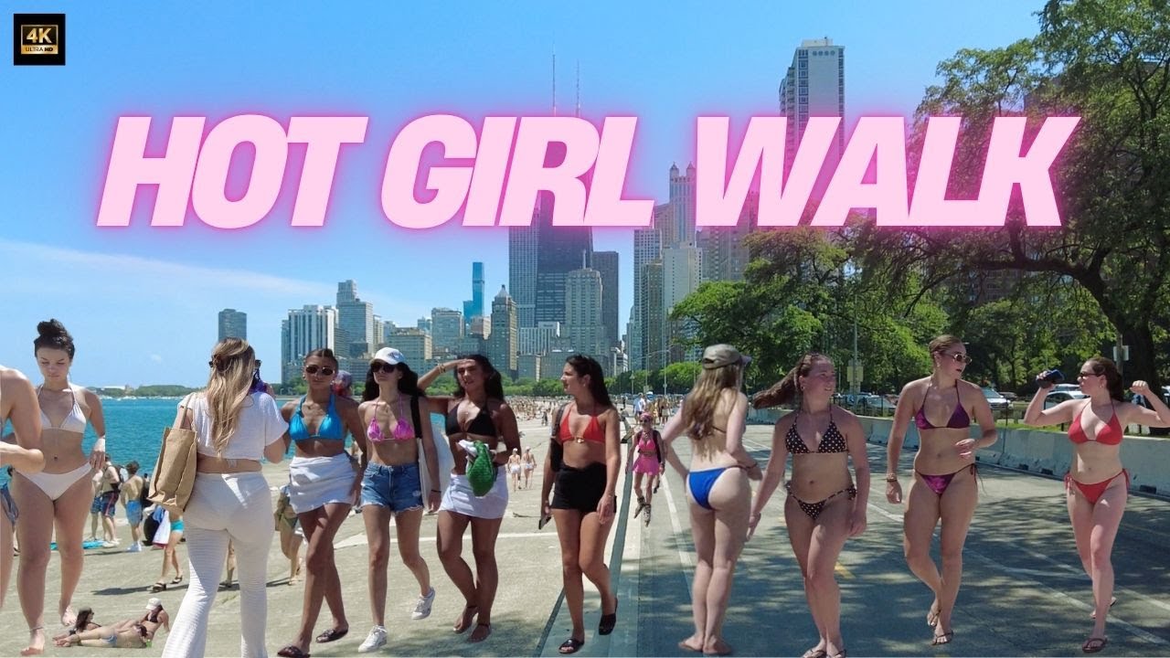 [4K UHD] Hot Girl Walk in Summertime Chi | Chicago Lakeshore Beach Walking Tour