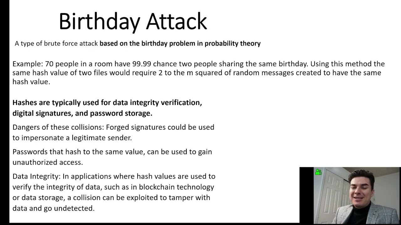 Hash collision, Preimage Attack, Birthday Attack