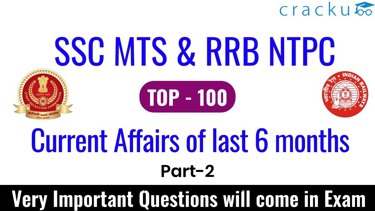 Last 6 Months Important Current Affairs 2019 For RRB NTPC  And SSC MTS Exams