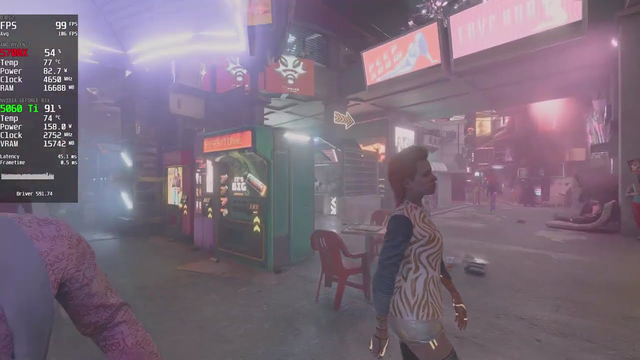 Cyberpunk 2077 Path Tracing Modded - RTX 5060 Ti 16GB - R7 5700X - 1440p 90FPS+ HDR