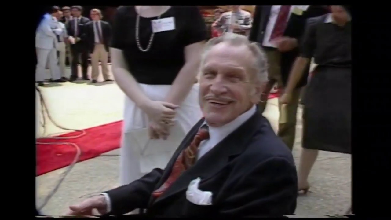 From 1984: Vincent Price at the grand opening of the Big Bad Wolf at Busch Gardens