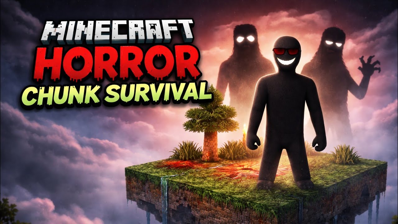 Minecraft One Chunk Horror Survival Challenge 👻 | Monsters Are Watching…