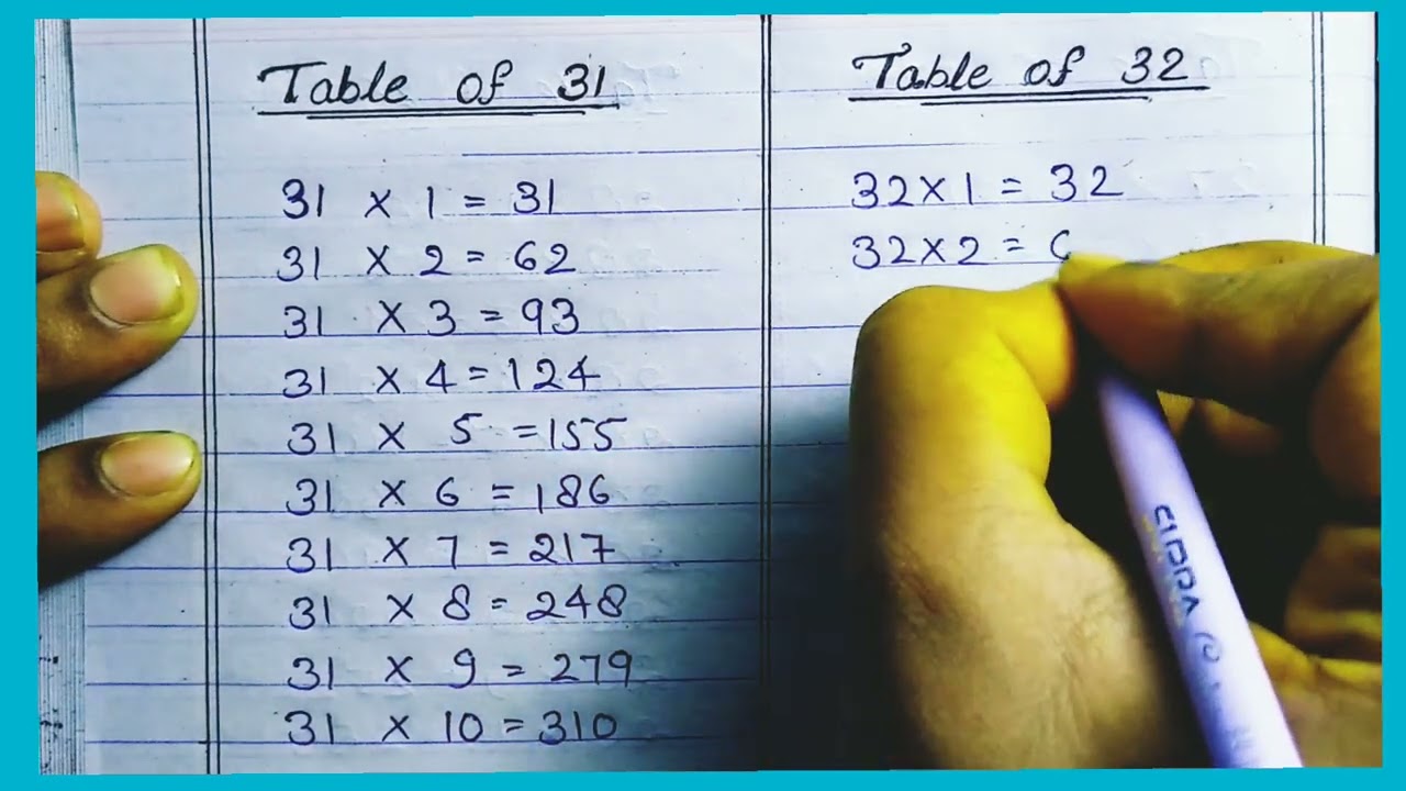 Table of 31 and 32/Educational videos/Maths