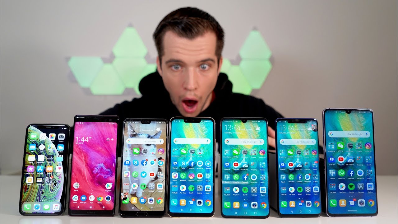 Huawei Mate 20 x vs Mate 20 Pro vs iphone XS vs P20 Pro vs Xperia XZ3 - Battery Drain Test!