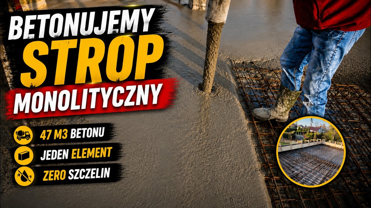 56.  Betonowanie stropu monolitycznego - lejemy beton - jak samemu wykonać strop