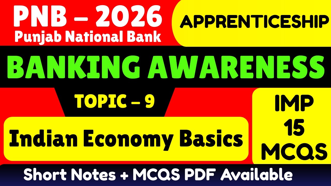 Indian Economy MCQS | PNB Apprenticeship 2026 General and Banking Awareness pdf Notes | PNB 2026 PDF