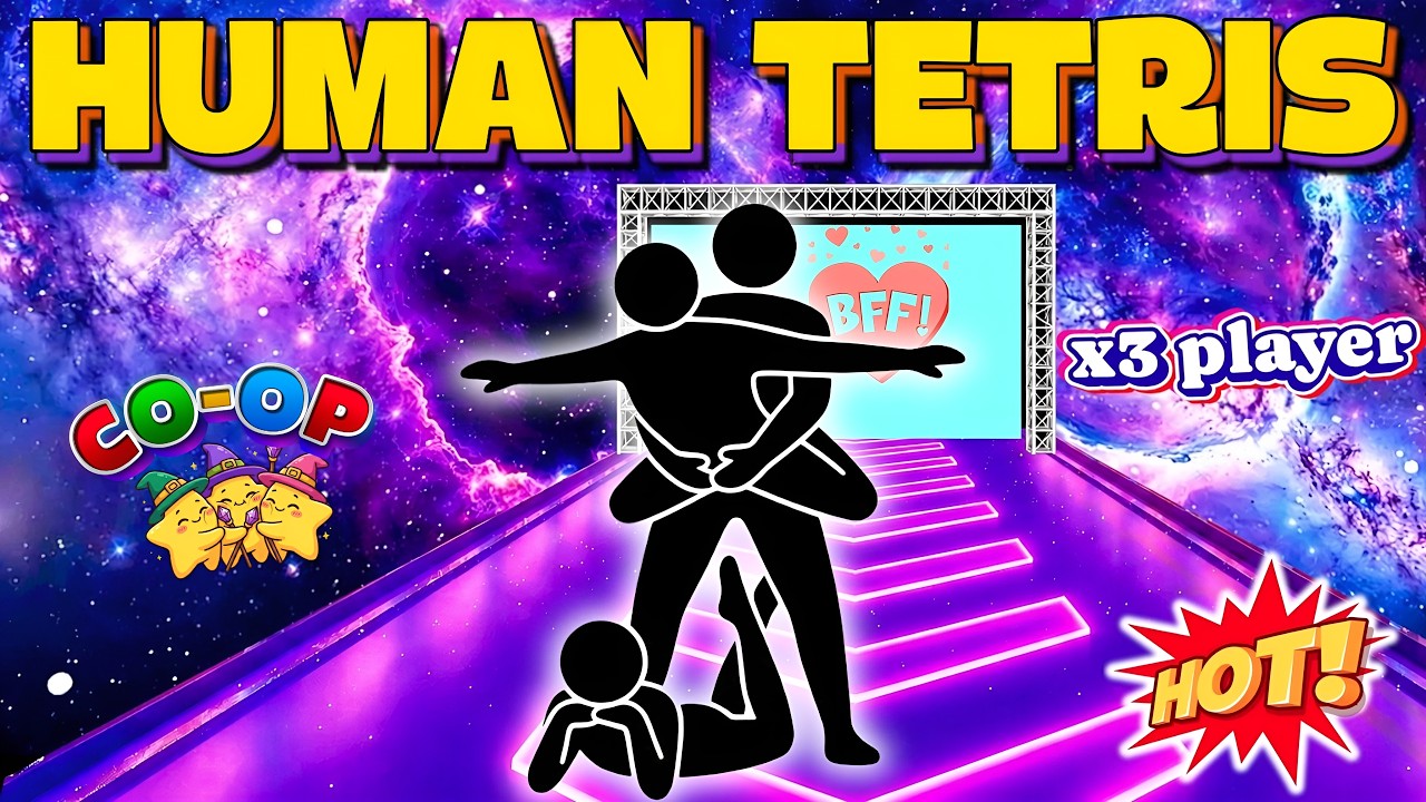 5 MIN Human Tetris | 3-Player Challenge🔥| Interactive Warm Up