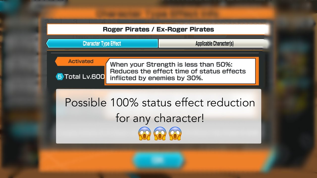 OPBR New Roger/Ex-Roger Support tag. Possible 100% status effect reduction for any character!
