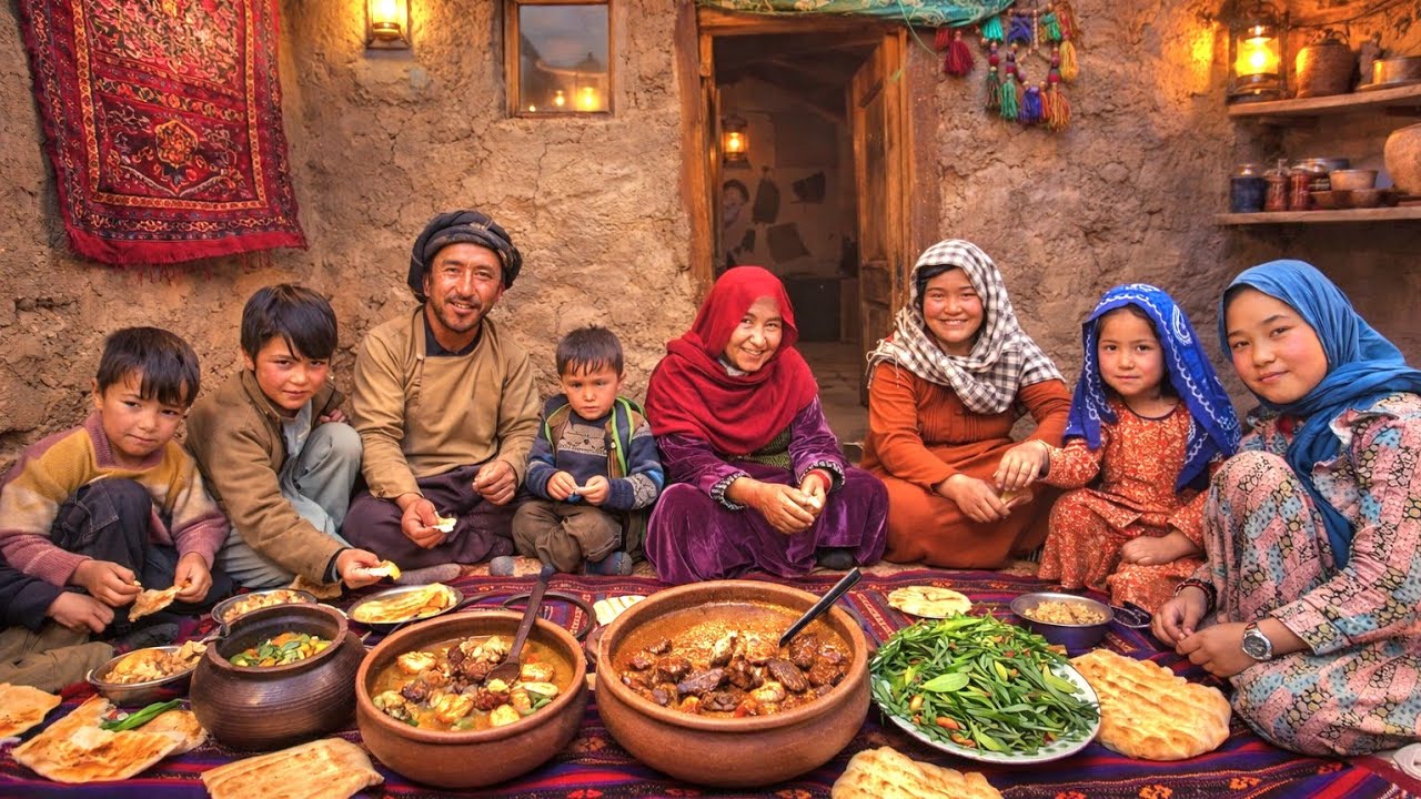 One Day with a Family Living in a Cave | Traditional Afghan Village Cooking