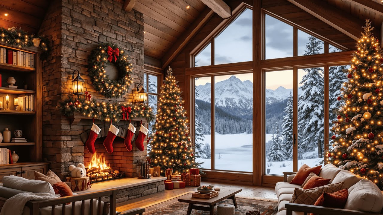 Warm Christmas Fireplace | Relaxing Piano Music & Smooth Jazz Vibes