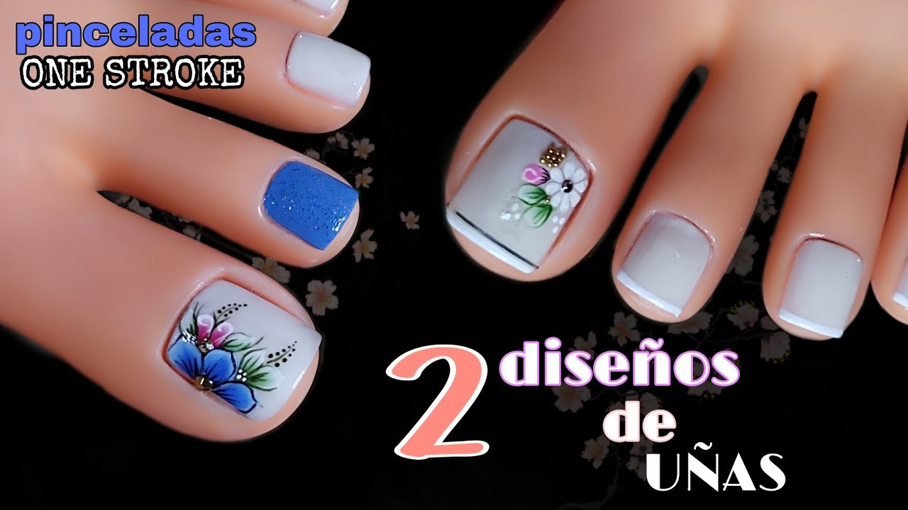 2 HERMOSOS Diseños de UÑAS para PIES👣/PINCELADAS/ONE STROKE 🎨🖌️