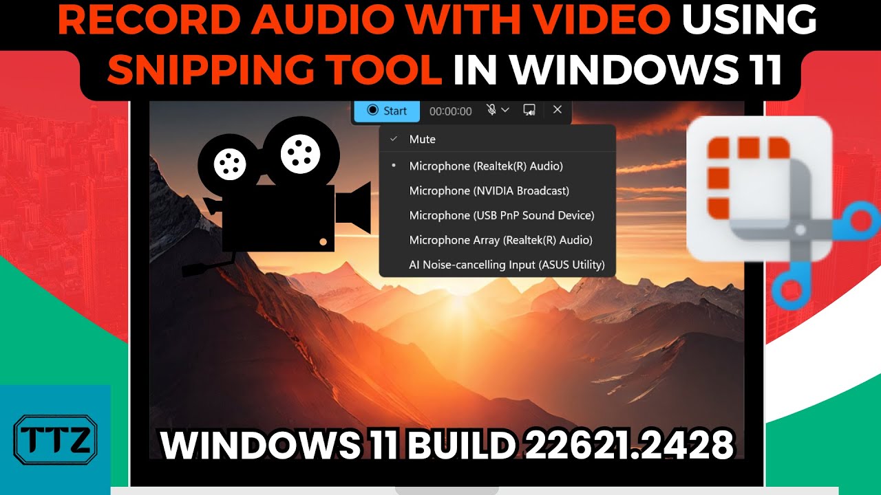 How to Record Audio With Video in Snipping Tool on Windows 11 | Record Voiceover in Video-22621.2428