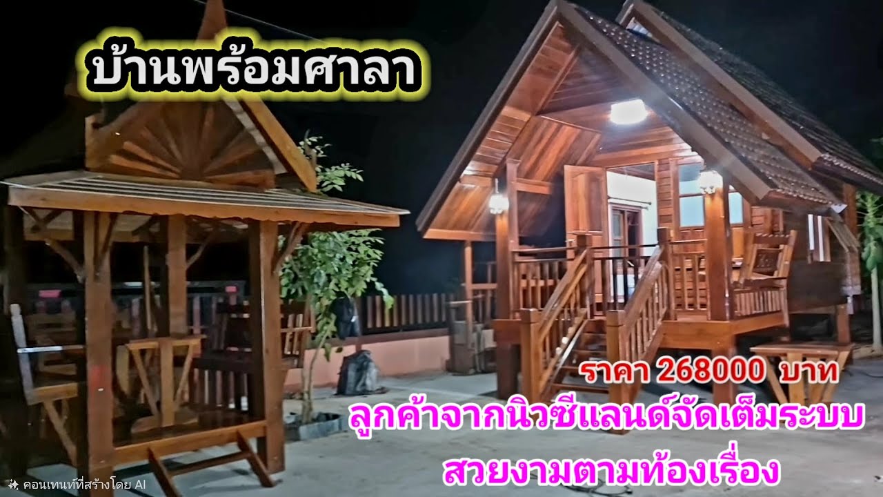 บ้านไม้ทรงเอเฟรมกับศาลาทรงไทยวางคู่ กันสวยลงตัวมาก ๆ