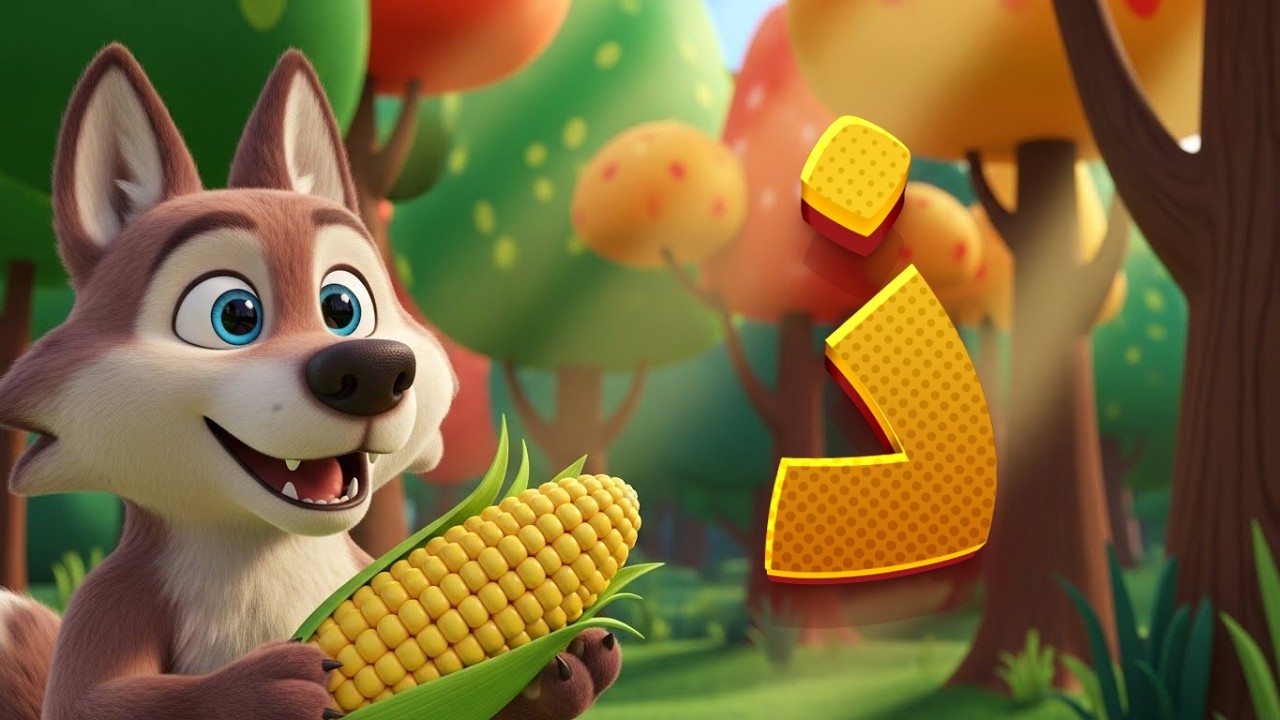 تعليم حرف ذ 🐺 ذئب ذكي يأكل ذُرة 🐺🌽 #حرف_ذ #تعليم_الأطفال