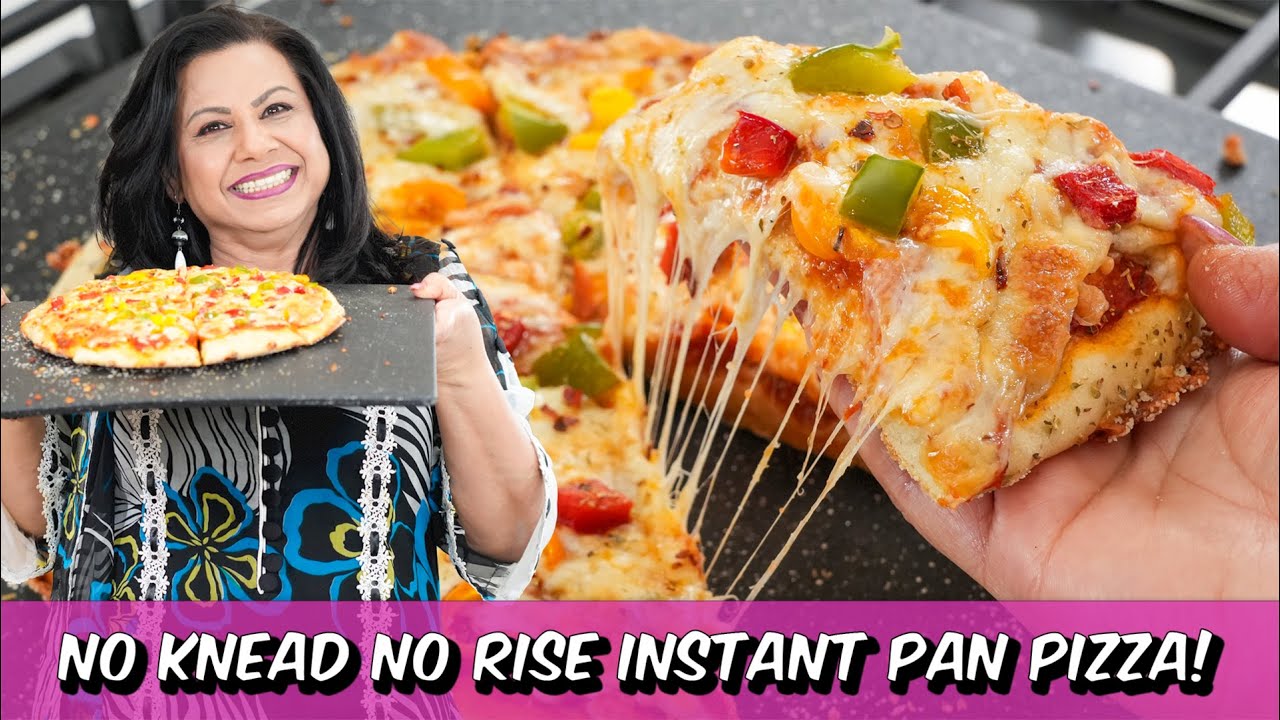 Faster Than Delivery! Instant No Knead No Rise Pan Pizza Recipe in Urdu Hindi - RKK