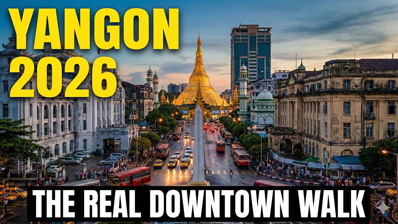 4K Seeing  amazing YANGON Downtown | Myanmar 2026