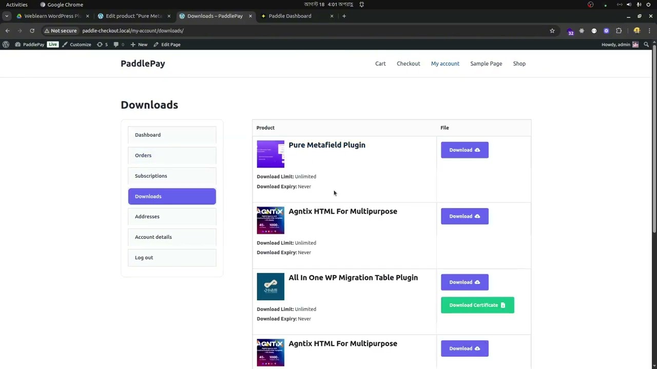 WooCommerce Checkout  With Paddle Using PaddlePay Plugin.