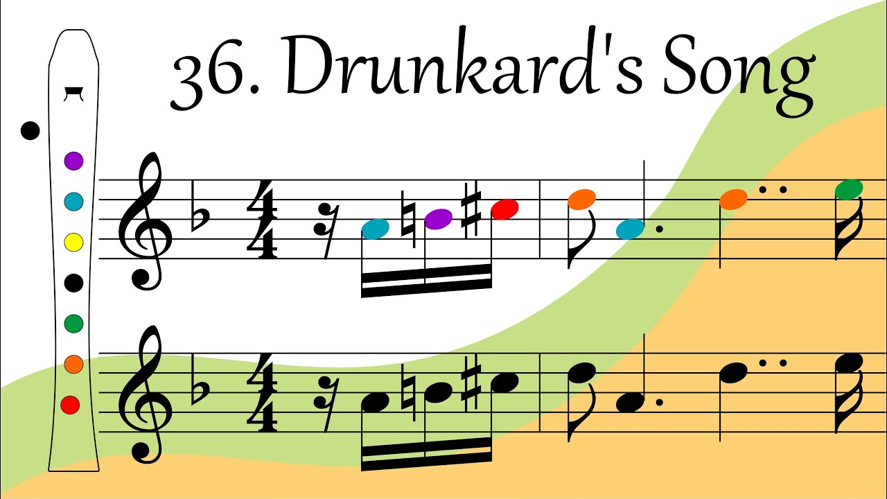 Drunkard's Song - Flauta Doce - Partitura Colorida