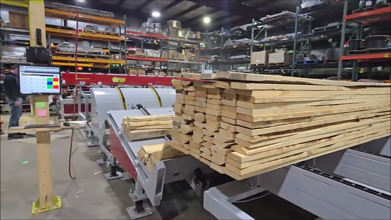 GFM Lumber Unscrambler and Automatic Trim Saw Feed System