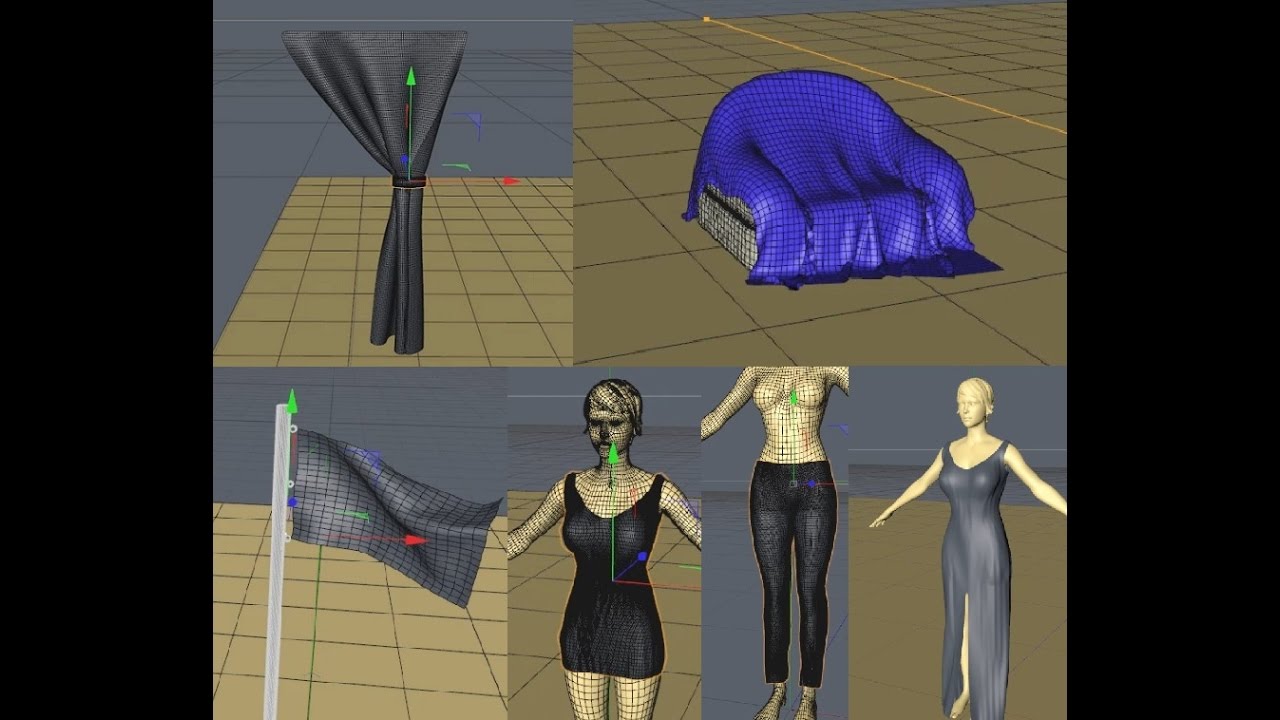 0066. Tutorial Cinema 4D - Cloth e Cloth Belt (modelagem de roupas, cortinas e tecidos).