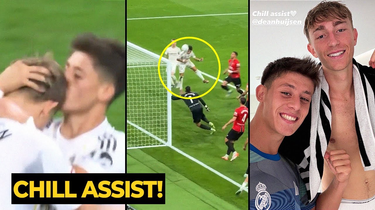 Moment Arda Güler kisses Dean Huijsen after scoring from his assist against Mallorca
