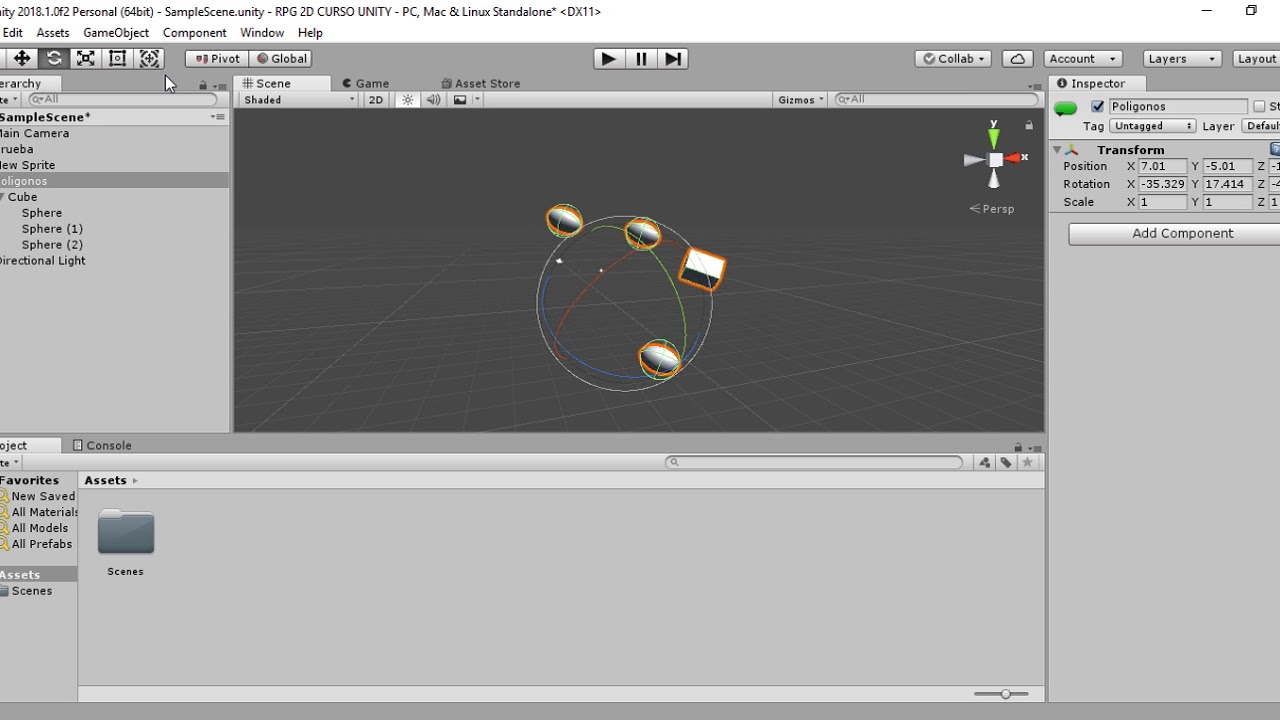 Curso Unity y C# 2019 creando un RPG de acci&oacute;n en 2D ( parte 8)  GameObject Center vs Pivot