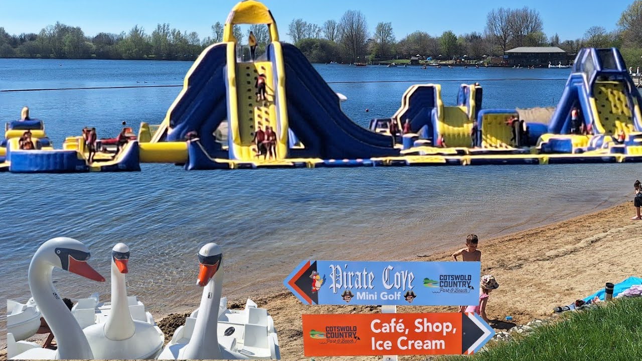 COTSWOLD BEACH and water park South Cerney UK in spring. Walk around.