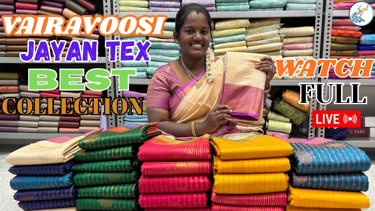 Vairavoosi collection🛍️beautiful colours restock 😍👀 #sarees  #jayatex #vairavoosi ELAMPILLAI