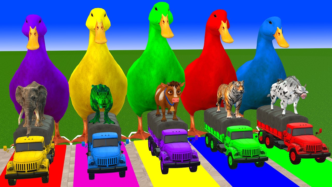 Long Slide Game With Cow Elephant Gorilla Hippopotamus Tiger 3d Animal Game Funny 3d Animals