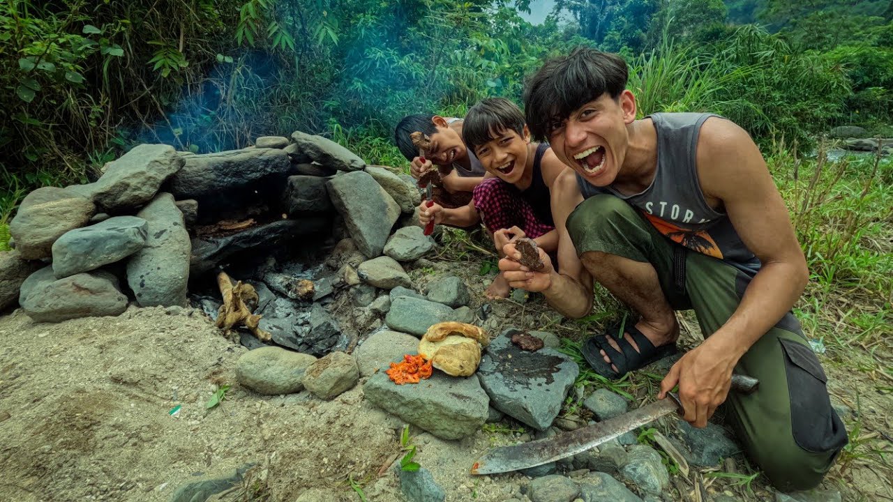 Jungle brother primitive technology wir machen ein survival Stein ofen #thejungleboy