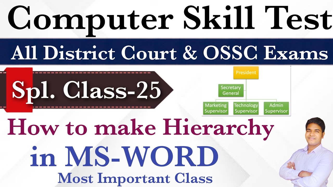 Spl. Class Skill Test Class- 25 I How to Make a Hierarchy in MS-WORD  I See Before Exam  @PkStudyIQ
