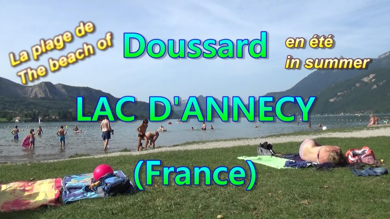 The beach of Doussard in summer, Lake Annecy, France