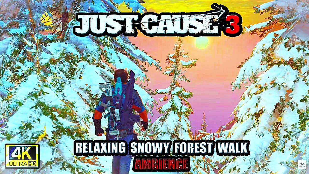 Relaxing Snowy Forest Walk ❄️🌲 | Just Cause 3 Ambience (No Commentary)