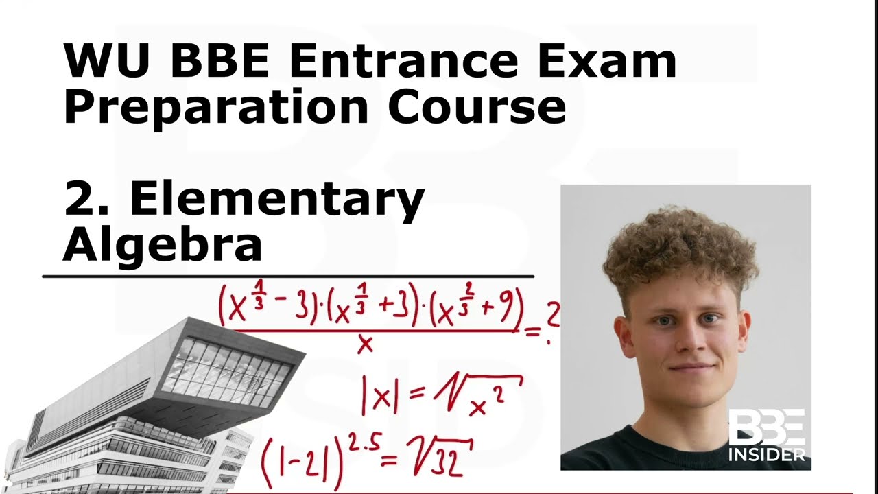 WU BBE Entrance Exam Preparation Course - Elementary Algebra 2.0