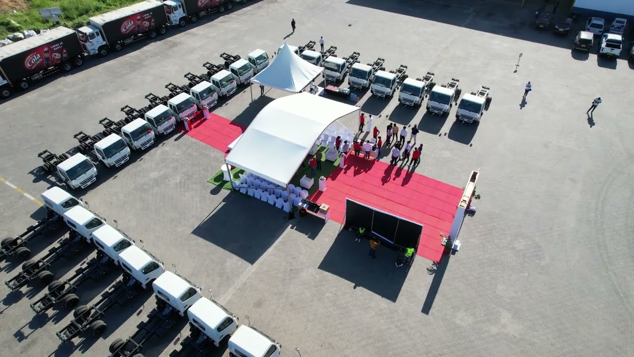Aerial Footage of Bakhresa Industrial Complex Cars