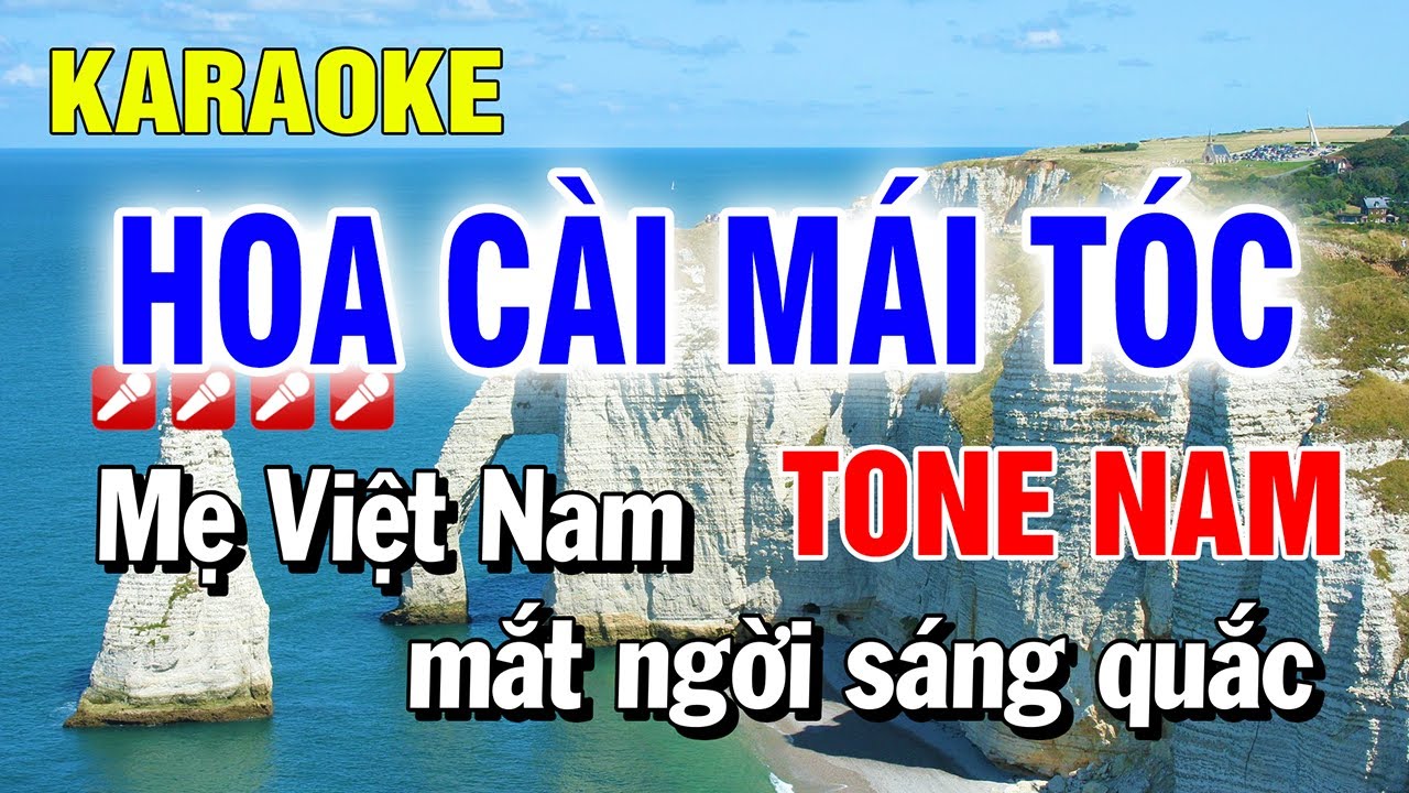 Karaoke Hoa Cài Mái Tóc Tone Nam Nhạc Sống Beat Hay | Nguyễn Linh