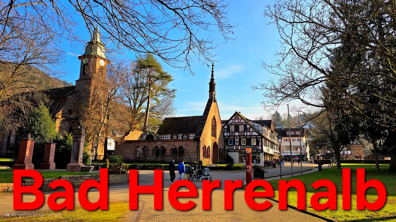 Bad Herrenalb in Schwarzwald, Deutschland. 4K Video a relaxing walk.