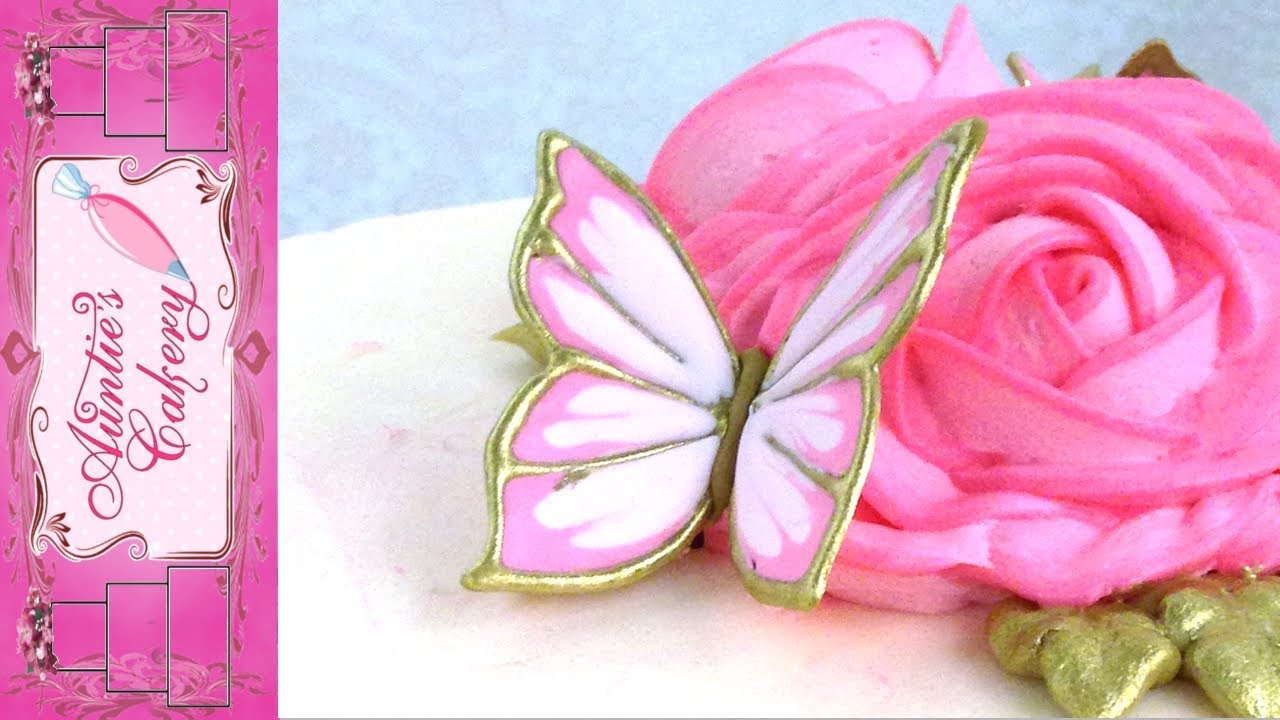 Pink Royal icing transfer butterfly tutorial