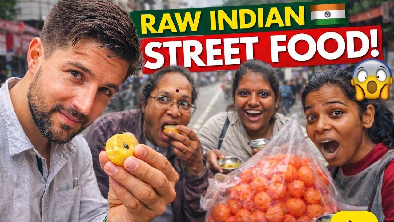 RAW Indian Street Food 😱 | Foreigners Try Pani Puri for First Time! #golgappa #panipuri #viralfood 