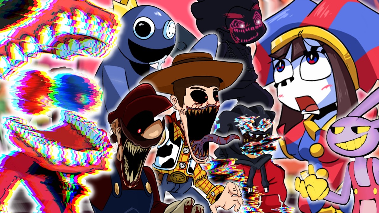 Digitalizing HD but Everyone Sings It🎪🎶 Pomni VS Glitched Caine 🎤 FNF HDVerse