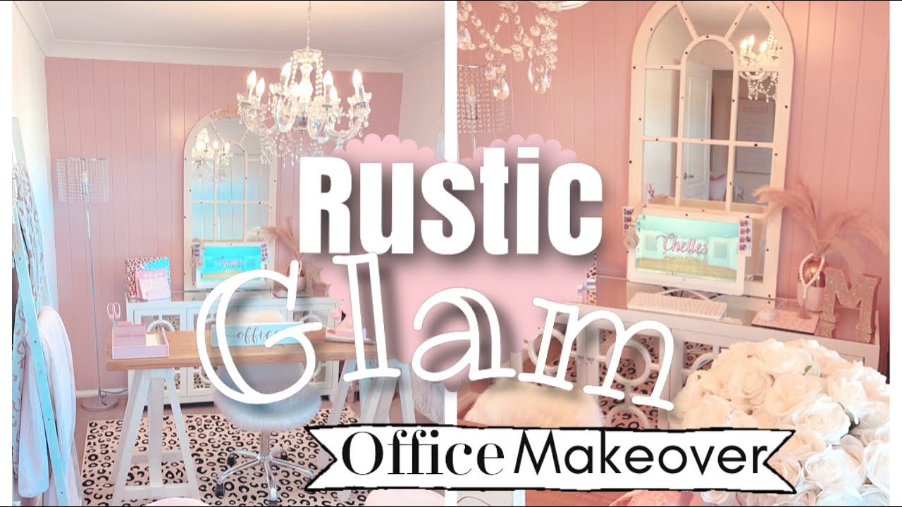 RUSTIC GLAM HOME OFFICE MAKEOVER | BLUSH PINK OFFICE IDEAS | CHELLESGLAMHOME